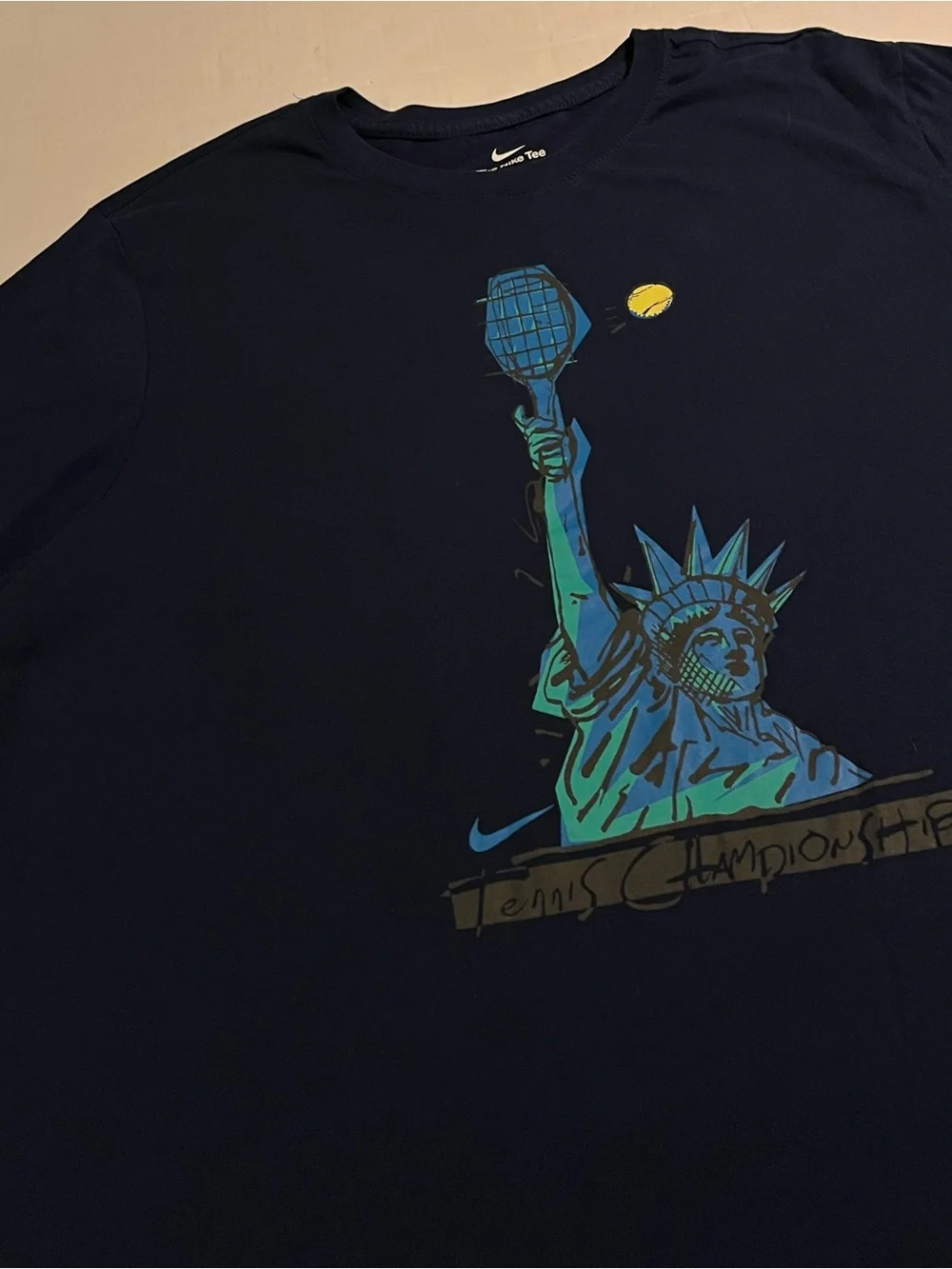 NEW Nike US Open Statue Of Liberty Tennis Tournament T-Shirt 2XL Blue USTA WTA